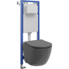 Mexen Lena WC Concealed Set Narrow Frame, Corner Tex W with WC Bowl and Soft-Close Seat, Dark Gray Matte - 610530224071