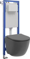 Mexen Lena WC Concealed Set Narrow Frame, Corner Tex W with WC Bowl and Soft-Close Seat, Dark Gray Matte - 610530224071
