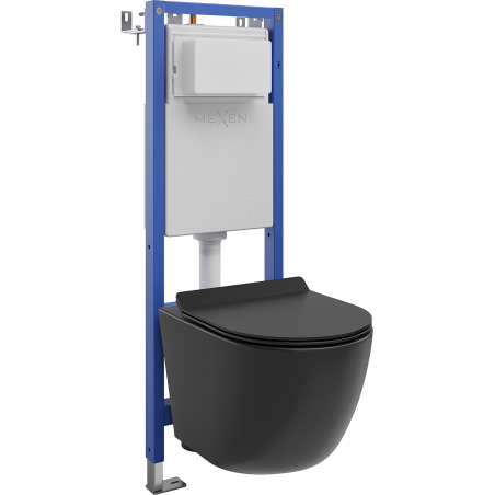Mexen Lena concealed WC frame set narrow, corner Tex W with WC bowl and soft-closing seat, black matte - 610530220185