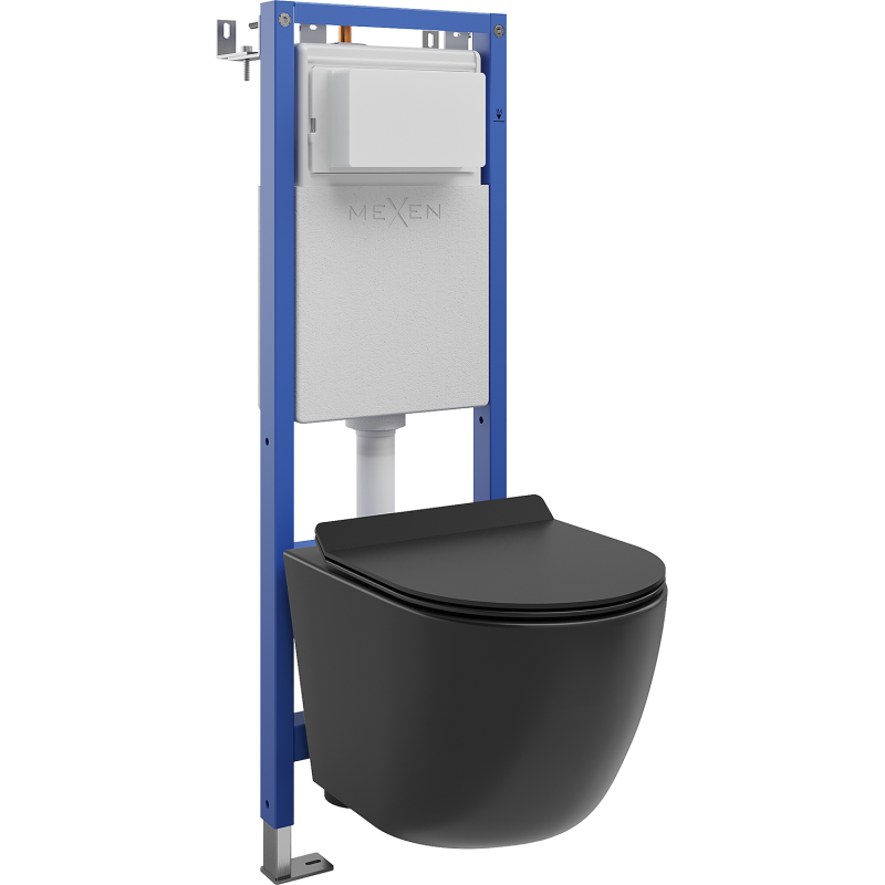 Mexen Lena concealed toilet system narrow frame, corner Tex W with WC bowl Tornado and soft-close seat, black matte