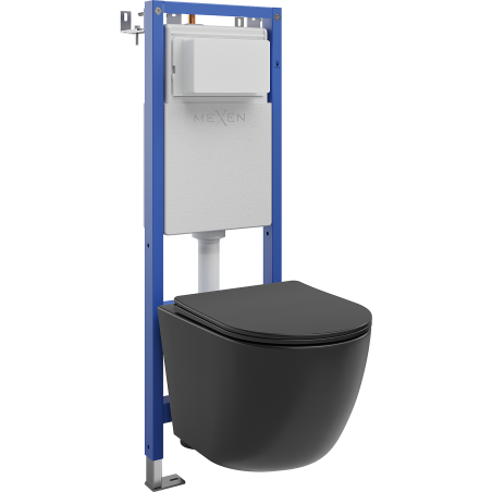 Mexen Lena WC Concealed Set Narrow Frame, Corner Tex W with Toilet Bowl and Soft-Close Seat, Matte Black - 610530221085