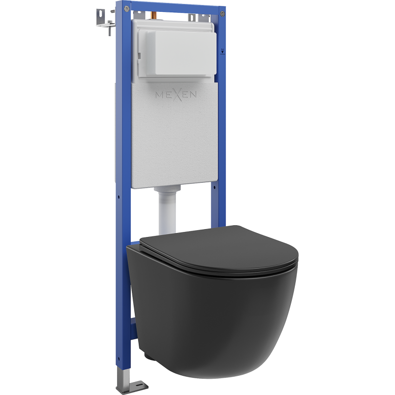Mexen Lena WC In-Wall Set Narrow Frame, Corner Tex W with Tornado WC Bowl and Soft-Close Seat, Black Matt - 610530221085T