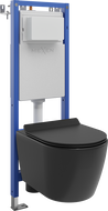 Mexen Carmen WC Concealed Cistern Set Narrow Frame, Corner Tex W with Toilet Bowl and Soft-Close Seat, Black Matte