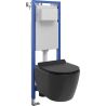Mexen Carmen concealed WC narrow corner frame set Tex W with Tornado WC bowl and soft-close seat, black matte - 610530880185T