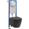 Mexen Carmen concealed WC set narrow frame, corner Tex W with WC Tornado bowl and soft-close seat, black matte - 610530881085T