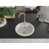 Mexen Diego 1-bowl granite sink with Telma kitchen faucet, white - 6512-20-670200-50