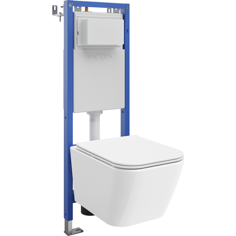 Mexen Madox WC Concealed Frame Set, Narrow Corner Tex W with WC Bowl and Soft-Close Seat, White - 610530154000