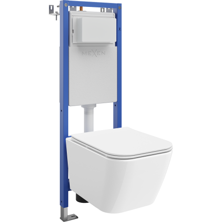 Mexen Madox WC Concealed Frame Set, Narrow Corner Tex W with WC Bowl and Soft-Close Seat, White - 610530154000
