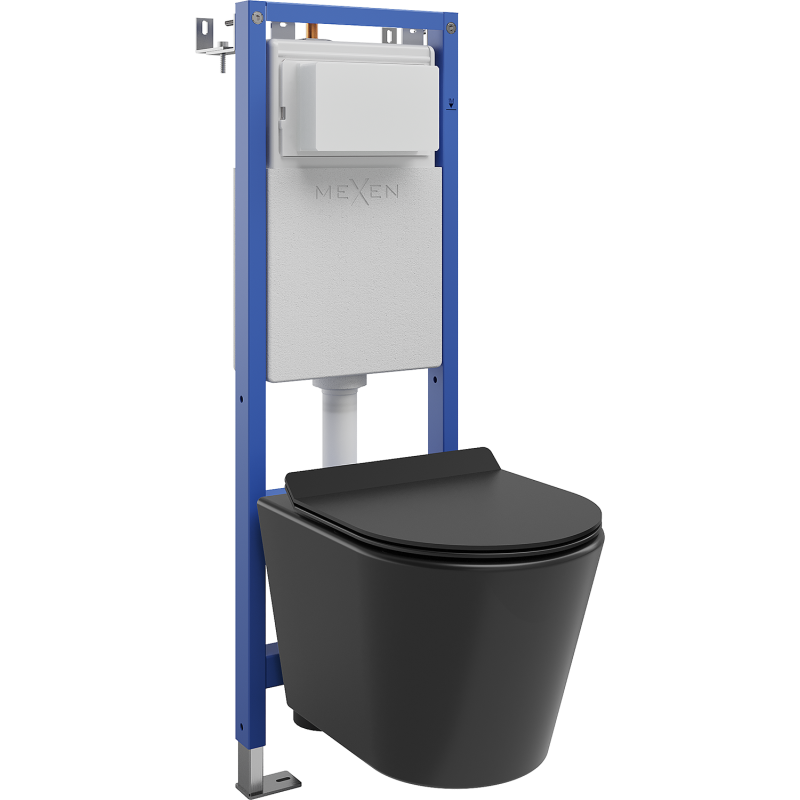Mexen Rico concealed WC set, narrow corner frame Tex W with WC bowl and soft-close seat, black matte - 610530720185