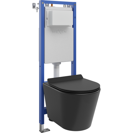 Mexen Rico concealed WC set, narrow corner frame Tex W with WC bowl and soft-close seat, black matte - 610530720185