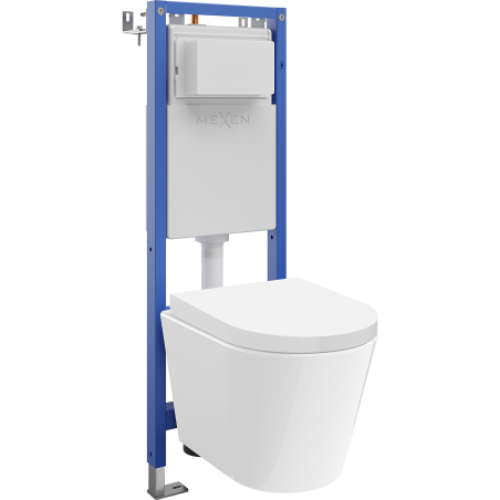Mexen Rico concealed WC set with narrow, corner Tex W frame with Tornado toilet bowl and soft-close seat, white - 610530720200T