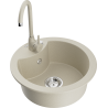Mexen Diego 1-bowl granite sink with Telma kitchen faucet, beige - 6512-69-670200-69