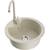 Mexen Diego single-bowl granite kitchen sink with Telma tap, beige - 6512-69-670200-69