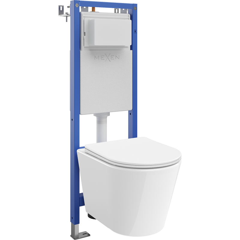 Mexen Rico WC concealed set narrow, corner Tex W with toilet bowl and soft-close seat, white - 610530720300
