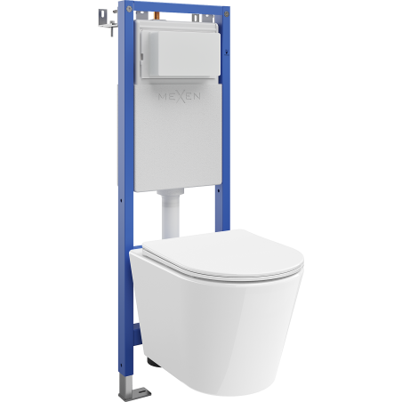 Mexen Rico concealed WC narrow corner frame set Tex W with Tornado toilet bowl and soft-closing seat, white - 610530720300T