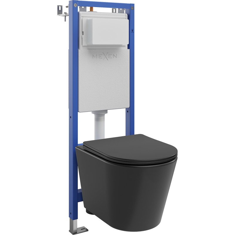 Mexen Rico WC Concealed Set Narrow Frame, Corner Tex W with WC Bowl and Soft-Close Seat, Matte Black - 610530721085