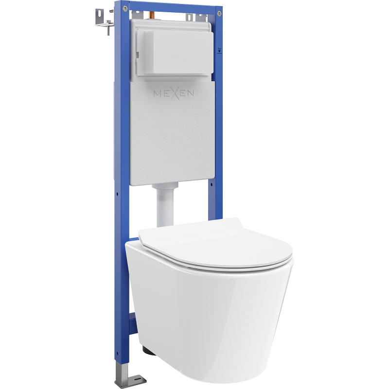 Mexen Rico WC Concealed Set Narrow Frame, Corner Tex W with WC Bowl and Soft-Close Seat, White - 610530724000