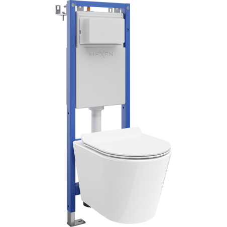 Mexen Rico WC Concealed Set Narrow Frame, Corner Tex W with WC Bowl and Soft-Close Seat, White - 610530724000
