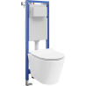 Mexen Rico WC concealed set, narrow corner frame Tex W with Tornado toilet bowl and soft-close seat, white - 610530724000T