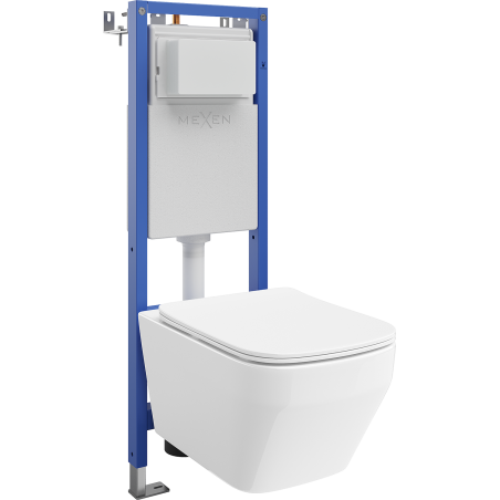 Mexen Riva under-wall WC set Tex W narrow, corner frame with Tornado WC bowl and soft-close seat, white - 610530630200T