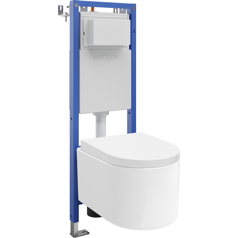 Mexen Sofia concealed WC set narrow frame, corner Tex W with Tornado WC bowl and soft-closing seat, white - 610530540200T