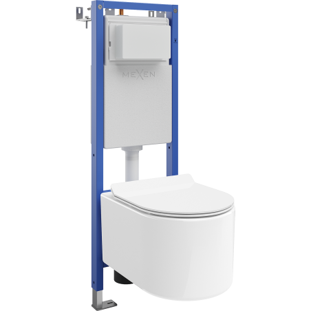 Mexen Sofia Concealed WC Set Narrow Frame, Corner Tex W with Tornado WC Bowl and Soft-Close Seat, White - 610530544000T