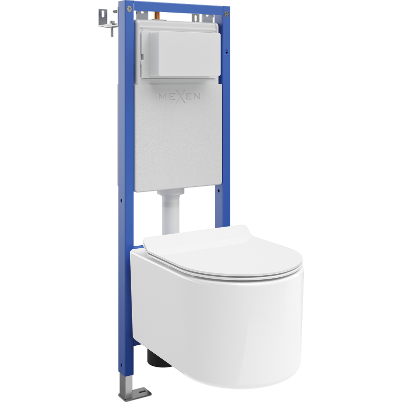 Mexen Sofia WC Concealed Set Narrow Corner Tex W with Toilet Bowl and Soft-Close Seat, White - 610530544000