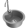 Mexen Diego 1-compartment granite sink with kitchen mixer tap Telma, Grey - 6512-71-670200-00