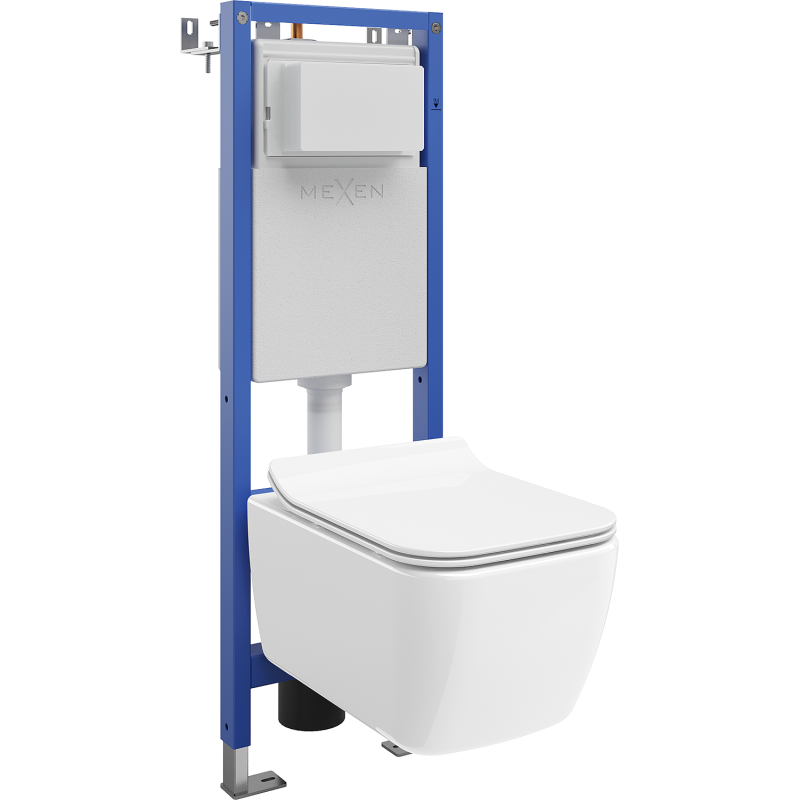 Mexen Stella WC Concealed Set Narrow Frame, Corner Tex W with WC Bowl and Soft-Close Seat, White - 610530680800