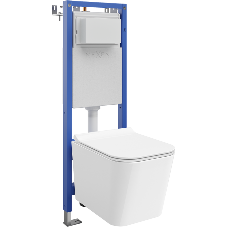 Mexen Teo concealed WC set narrow frame, corner Tex W with WC Tornado bowl and soft-close seat, white - 610530850700T