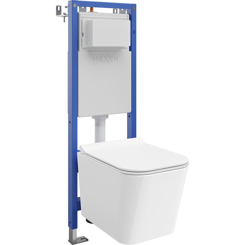 Mexen Teo WC concealed set narrow frame, corner Tex W with WC bowl and soft-close seat, white - 610530850700