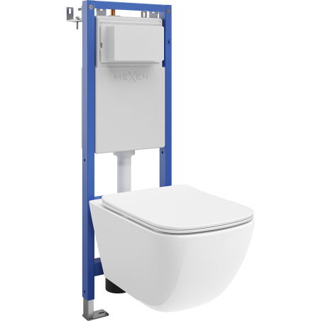 Mexen Timo WC Concealed Set, Narrow Corner Frame Tex W with Tornado Toilet Bowl and Soft-Close Seat, White - 610530650200T