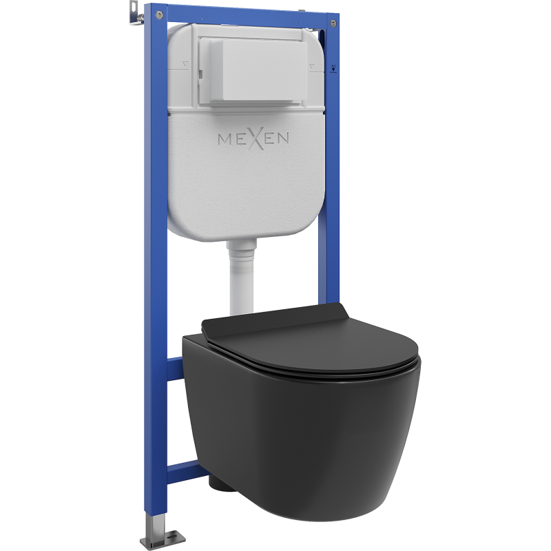 Mexen Carmen WC Concealed Set - Tex E Frame with WC Bowl and Soft-Close Seat, Black Matte - 610930880185
