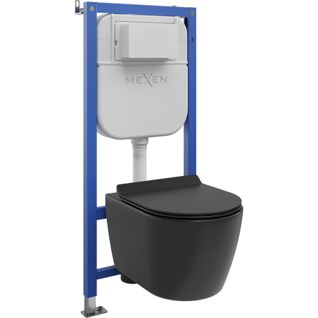 Mexen Carmen WC Concealed Set Tex E Frame with Tornado Toilet Bowl and Soft-Close Seat, Matte Black - 610930880185T