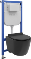 Mexen Carmen WC concealed set pneumatic frame Tex Air E with WC bowl Tornado and soft-close seat, black matte - 610930880185TA