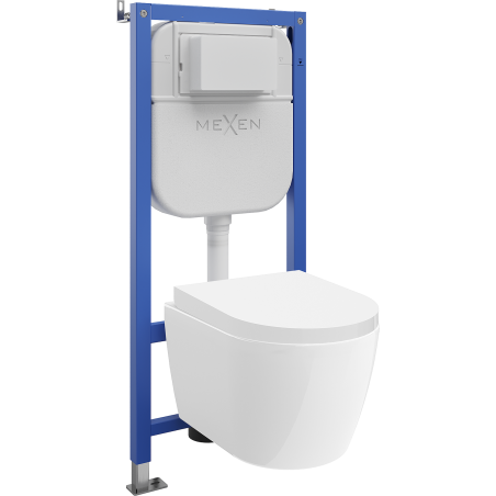 Mexen Carmen WC Concealed Set Tex Air E Pneumatic Frame with WC Bowl and Soft-Close Seat, White - 610930880200A