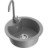 Mexen Diego 1-bowl granite sink with Telma kitchen tap, grey - 6512-71-670200-71
