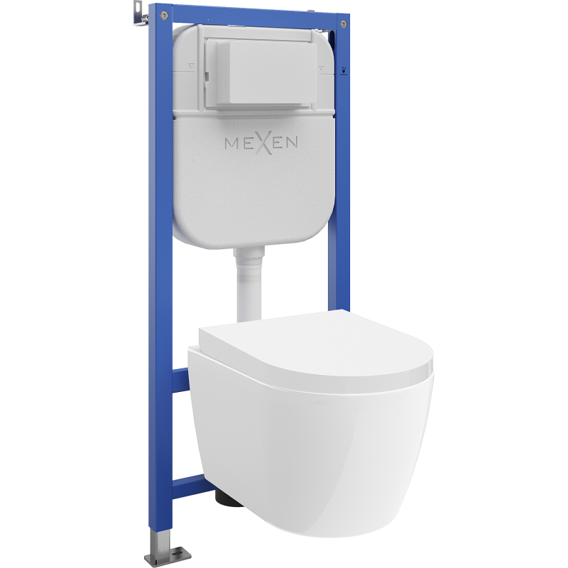Mexen Carmen WC Concealed Frame Set Tex E with Tornado Bowl and Soft-Close Seat, White - 610930880200T