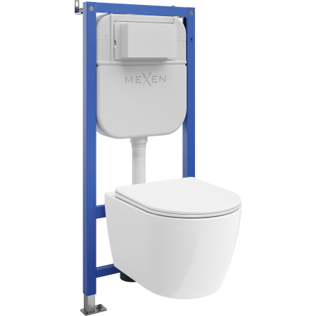 Mexen Carmen wall hung WC set Tex E with toilet bowl and soft-close seat, white - 610930880300