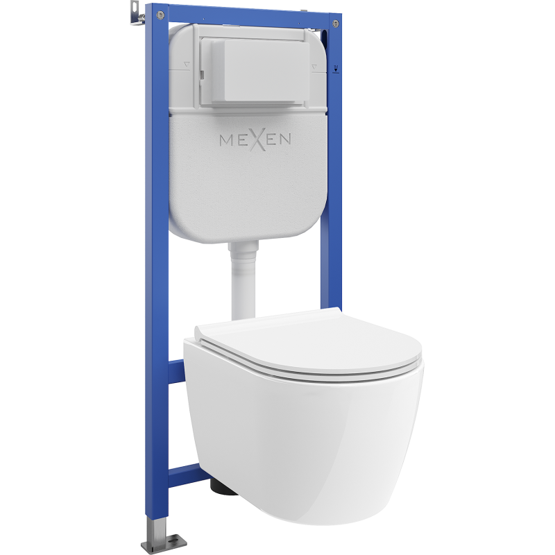 Mexen Carmen WC Concealed Cistern Frame Set Tex E with Tornado WC Bowl and Soft-Close Seat, White - 610930880500T