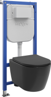 Mexen Carmen WC Concealed Set with Pneumatic Frame Tex Air E with Toilet Bowl and Soft-Close Seat, Matte Black - 610930881085A