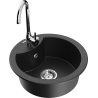 Mexen Diego 1-bowl granite sink with Telma kitchen tap, black/silver - 6512-73-670200-00