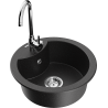 Mexen Diego 1-compartment granite sink with kitchen mixer tap Telma, Black/Silver - 6512-73-670200-00