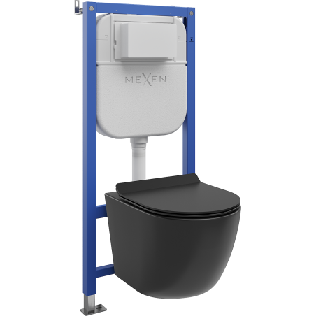 Mexen Lena concealed WC set Tex Air E with a wall frame, Tornado WC bowl, and soft-closing lid, black matte - 610930220185TA