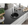 Mexen Diego 1-bowl granite sink with Telma kitchen faucet, black/silver - 6512-73-670200-00