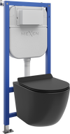 Mexen Lena WC Concealed Set Tex E Frame with Toilet Bowl and Soft-Close Seat, Black Matte - 610930220185