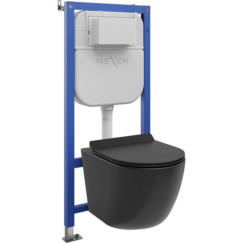 Mexen Lena WC Concealed Set Pneumatic Frame Tex Air E with WC Bowl and Soft-Close Seat, Black Matte - 610930220185A