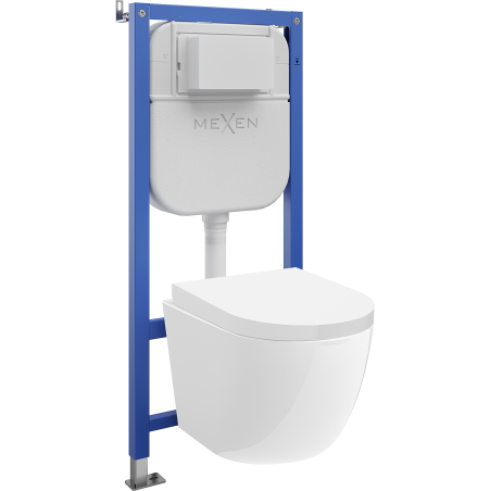 Mexen Lena WC Concealed Set Tex Air E Pneumatic Frame with WC Bowl and Soft-close Seat, White - 610930220200A