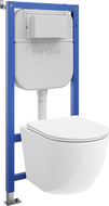 Mexen Lena WC Concealed Set with Pneumatic Frame Tex Air E with Tornado Bowl and Soft-Close Seat, White - 610930220300TA