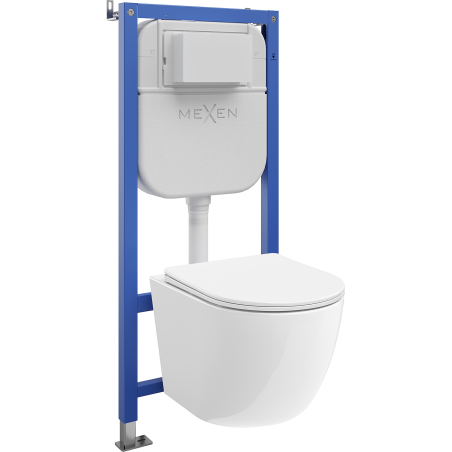 Mexen Lena concealed toilet set with Tex E frame, toilet bowl, and soft-close seat, white - 610930220300